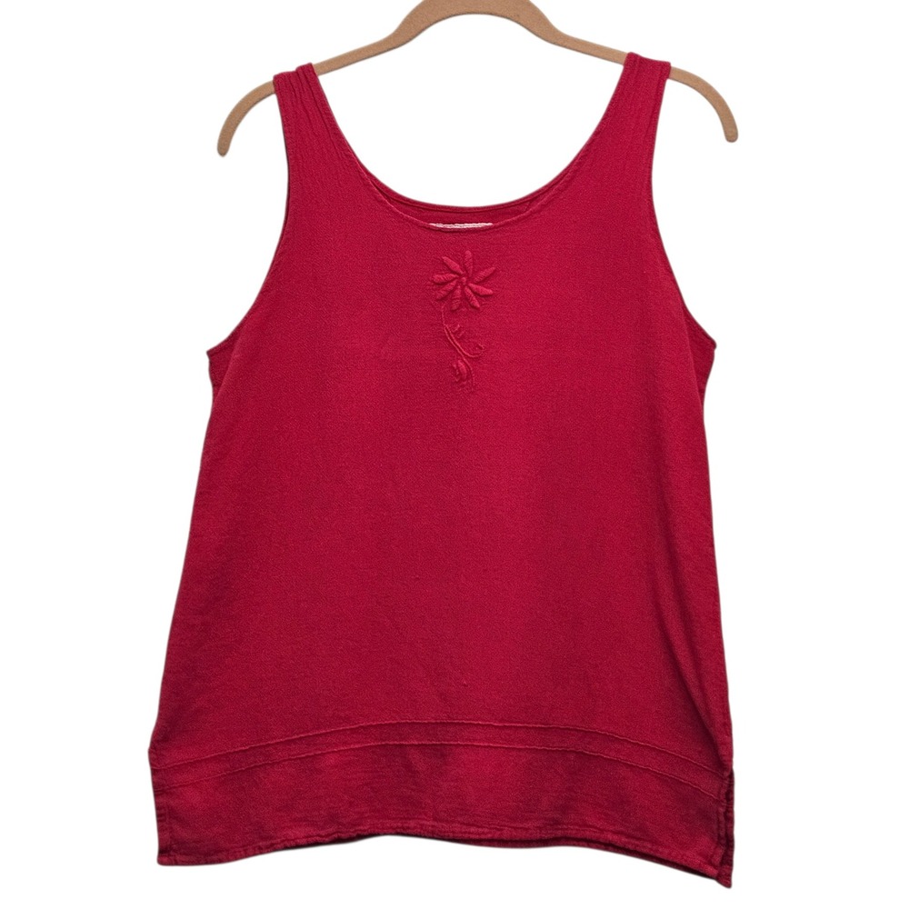 Manta del Lago Tank Top S Pinkish Red Embroidered Boho Artisanal Sleeveless